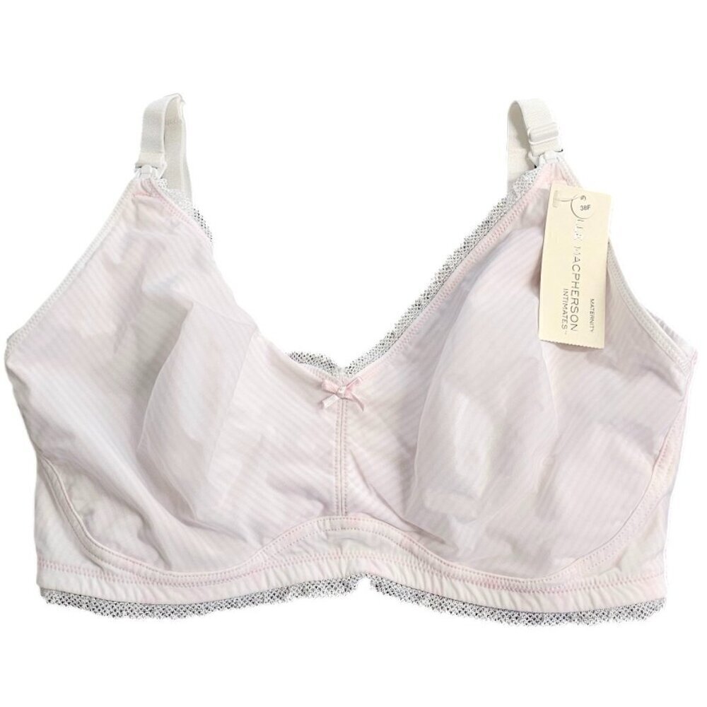 Elle Macpherson Momamia Nursing Bra, Maternity Bra, Pink Stripe, Size 38F, NWT